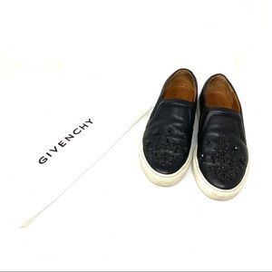Givenchy black leather studded low top slip on platform shoes size 36